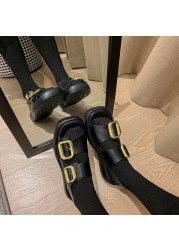 Metal buckle decoration split leather slip on women sandals flat platform fashion women's shoes summer sandals black beige