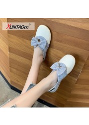 New Nylon Women's Super Cute Flats Flat Heels Non-slip Bow-knot Shoes for Woman School Girls Soft Summer Wild Loafer 2022