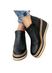 New Winter Wedges Women's Boots Ladies Round Toe 4cm Heel Zipper Comfortable Short Boots Ankle Boots Botas De Mujer Size 35-43