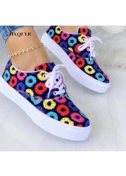 Summer Colorful Print Female Canvas Shoes Rainbow Graffiti Women's Vulcanized Shoes Casual Sneakers Zapatos De Luna