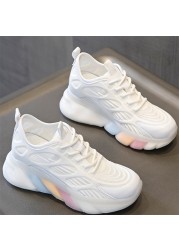 2021 summer and autumn low-cut casual interior increase women's shoes old leather shoes breathable mesh white shoes women