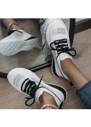 Rimocy Women Crystal Platform Sneakers Comfortable Soft Sole Knitted Flat Shoes Woman 2022 Spring Breathable Mesh Casual Shoes