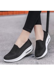 Ladies Air Cushion Shoes Lazy Comfortable Shock Absorbing Sneaker Soft Sole Breathable Casual Outdoor Shoes