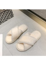 Women Shoes Soft Short Plush Different Styles Comfortable Women Slippers Open Toe Indoor Women's Shoes Furry Luxury Home Slippers