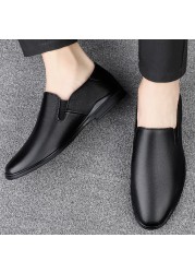 Genuine leather men's casual shoes luxury brand shoes breathable slip on lazy driving shoes high-end fashion shoes