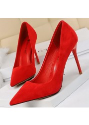 BIGTREE Suede Woman Pumps New High Heels For Women Office Shoes Fashion Stiletto Heels Women Basic Pump Plus Size 42 43