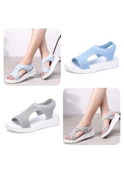 Gladiator-Women's Wedge Sandals Summer Shoes Comfortable Slip-On Flat Platform 2021