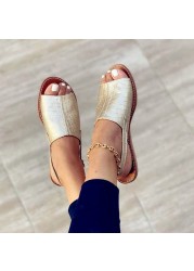 Women sandals 2021 summer large size simple ladies sandals open toe fish mouth comfortable flat sandals