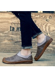 Genuine Leather Moccasin Shoes for Men Casual Shoes Genuine Leather Flat Fashion Walking Shoes Large Size 47