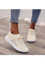 Women's Socks Sneakers Flying Fabric Flat Casual Light Breathable Mesh Student Running Shoes