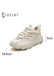 JOSINY Women's Sneakers Women's Sneakers Fashionable Girls Breathable Thick-soled Beige Gray Sneakers