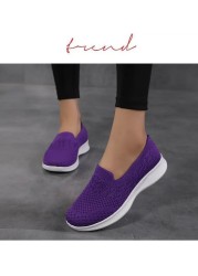 2022 Women Sneakers Outdoor Breathable Shoes Women Walking Shoes Women Loafers Chunky Sneakers Slip On Shoes Big Size 35~42