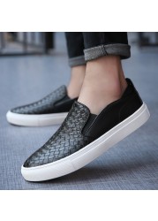 Men Oxfords Genuine Leather Men's Casual Shoes Luxury Brand Fashion Shoes Breathable Hand Knit Shoes Anti-slip Simple Shoes