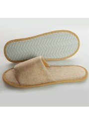 5 Pairs Home Guest Casual Disposable Adult Anti-slip Accommodation Linen Soft Slippers Travel Hotel Gift Unisex Spa Comfortable