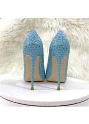 Spring snakeskin pattern pointed toe soft leather shallow stiletto work shoes party dress all-match large size women's shoes