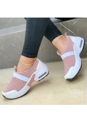 Lucifer Autumn Knitted Platform Sneakers Woman 2021 Breathable Mesh Slip-on Casual Running Shoes Ladies Sock Shoes Plus Size 43