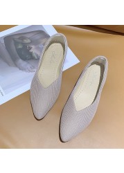 2022 Women's Shoes Autumn Single Shoes Fashion Knitted Pointed Shoes Flat Bottom Comfortable Plus Size 43