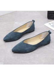 Slip On Women Flats Shoes Candy Color Pointed Toe Female Loafers Large Size Shoes Women Spring Flock Ladies Ballet Flats