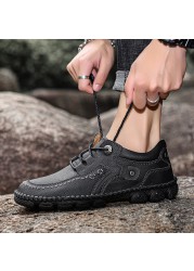 2021 spring and summer men's shoes outdoor sports shoes breathable non-slip casual men's shoes flat bottom shoes lace up