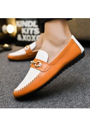 ZYYZYM Spring Autumn Men Casual Shoes Leather Trend Versatile Soft Sole Simple Loafers #D09