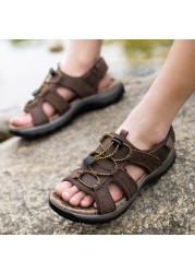 Outdoor Summer Sandals Men Shoes New Genuine Leather Comfortable Beach Sandals Male Sandalias Hiking Chaussure Top Quality Shoes