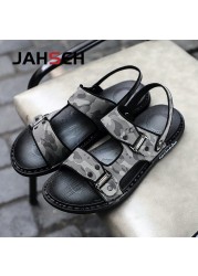 Brand New Men Summer Shoes Big Size 38~46 Camouflage Sandals Men Open Toe Beach Shoes Buckle Strap Soft Leather Sandals