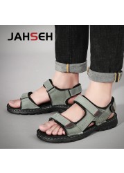 Size 48 New Fashion Casual Men Shoes Genuine Leather Soft Non-slip Beach Shoes Summer Sandals Walking Flats Sneakers