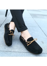 High Quality Men's Leather Shoes Lace Up Soft Sole Driving Shoes Casual Breathable Moccasin Shoes For Men