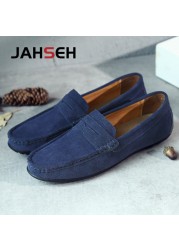 Brand Spring Summer Moccasins Men Shoes High Quality Genuine Leather Shoes Men Flats Lightweight Driving Shoes Size 38~47