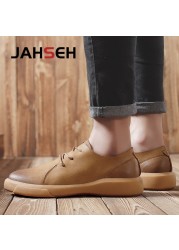 Men Casual Oxfords Genuine Leather Moccasins Lace Up Men Business Shoes Breathable Fashion Brand Walking Shoes Size 38~47