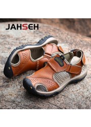 2022 New Genuine Leather Summer Casual Sandals Outdoor Walking Shoes Water Shoes Plus Size Beach Shoes Fashion Soft Slippers