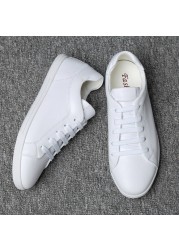 Simple black sneakers leather shoes men white sneakers male flat shoes soft sole breathable men's shoes