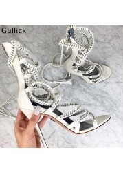 Strappy Heel Sandals Metal Chains Wrap High Heel Shoes Ankle Straps Tassel Gladiator Summer Hollow Dress Shoes Sandals