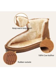 2022 new genuine leather fur snow boots women high quality australia winter boots for man plus size 35-46 warm botas boots