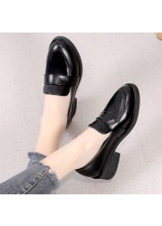 Rimocy Patent Leather Loafers Women 2022 Spring Slip On Thick Heel Casual Shoes Classic Black Soft Bottom Office Lady Shoes