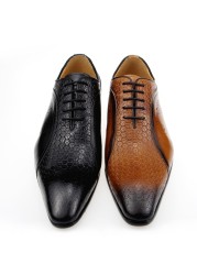 Formal leather men evening wedding shoes comfortable high quality classic side carving shoes for men black brown brogue