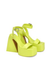 Brand Design Fashion Printing Platform Women's Sandals Hoof Heels 2022 New Spring Summer Wedding Shoes Yellow Plus Size 35-43
