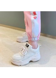 New White Women's Shoes Chunky Sneakers For Women Lace-up White Vulcanize Shoes Fashion Casual Outdoor Platform Sneakers