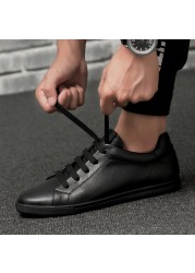 Men's White Leather Sneakers Flat Non-Slip Casual Shoes 2019