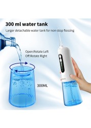 KUDO Oral Irrigator Dental Water Flosser USB Rechargeable Portable Dental Water Jet 300ml Dental Irrigator Floss