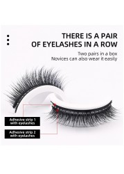 2 Pairs - Reusable Self Adhesive False Eyelashes Glue Free Fake Eye Lashes Easy To Wear Fluffy Eyelash Extension Makeup Tool