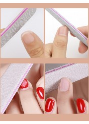 20/25/30/50/75pcs Gray Manicure Acrylic Professional Nail Files 80 100 180 Grit Double Sided Nails Art Tools (7.01 * 1.1in)