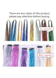 1pc Sparkle Shiny Hair Tinsel Hair Extensions Dazzle Women Hippie For Braiding Headdress Hair Braiding Tools Long 100cm