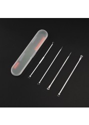 4pcs Durable Practical Acne Needle Kit Stainless Steel Blackhead Blackhead Remover Pore Cleaner Squeeze Tools Spot Cleaning Needle