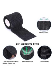 Black EZ Disposable 2''x5 Yards Grip Tattoo Cover Wrap Waterproof Self Adhesive Tape Roll For Tattoo Machine Grip Tube