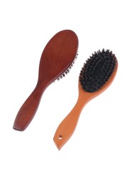 Natural boar bristle hair brush for women men baby soft bristles hair brush thin and fine restore shine texture wooden handle