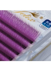 yelex purple colored eyelashes mix yy lashes false eyelashes individual premium mink soft volume eyelashes 2D fans premade