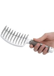 Scalp Massage Comb Women Salon Nylon Bristles Curved Ventilation Curved Hair Brush Scalp Massage Comb Hair Styling Tools