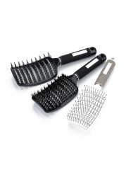 Scalp Massage Comb Women Salon Nylon Bristles Curved Ventilation Curved Hair Brush Scalp Massage Comb Hair Styling Tools