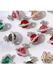 Planet Rhinestone Charms Saturn Nail Ornament Planet Design Nail Art Metal Alloy Manicure Nail DIY Accessories Nail Decor